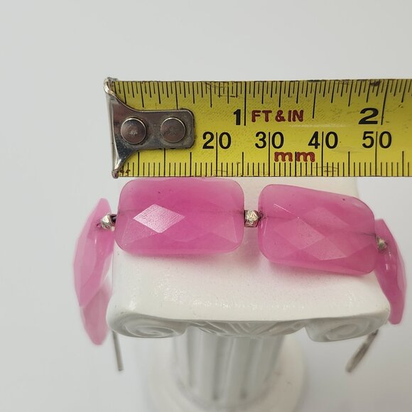 Stunning Rose Quartz Style Polished Faceted Pink Stone Bracelet - Picture 10 of 11